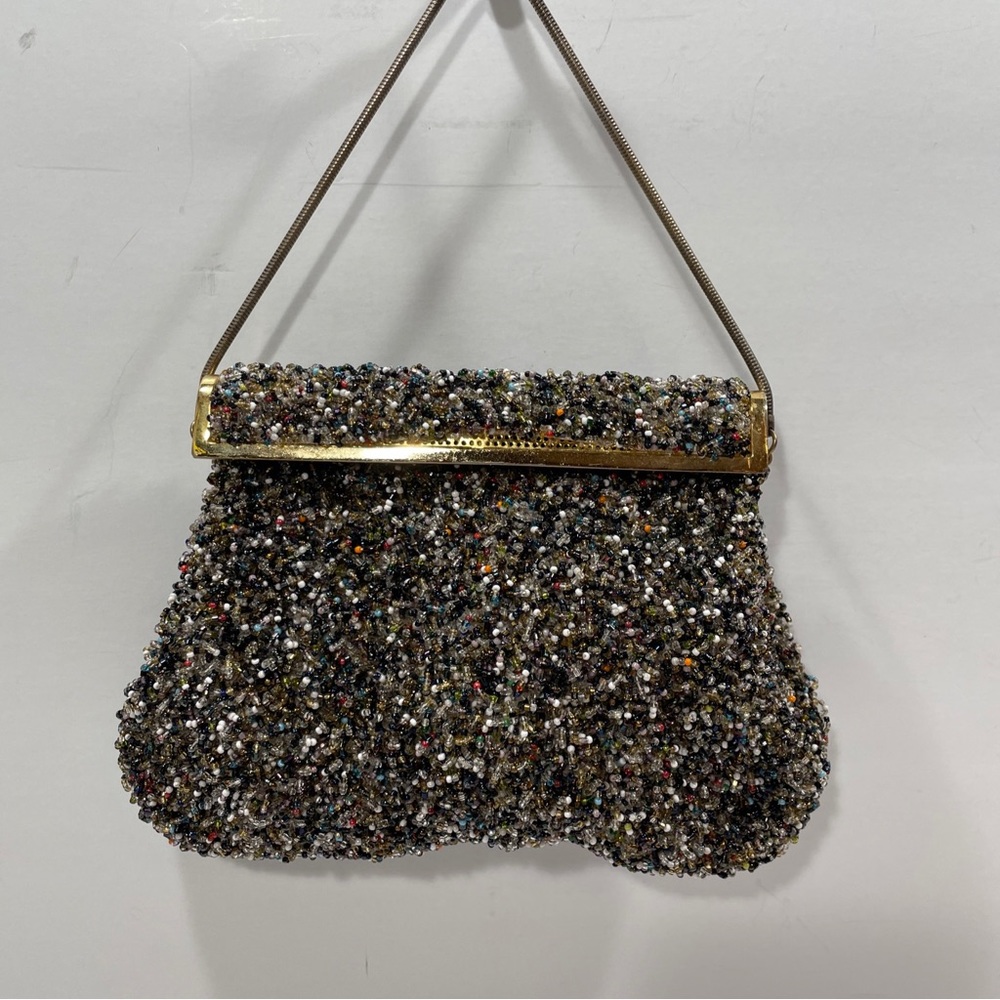 Vintage Seed Bead Handbag Handmade Fully Beaded Pocketbook Evening Bag Hong Kong